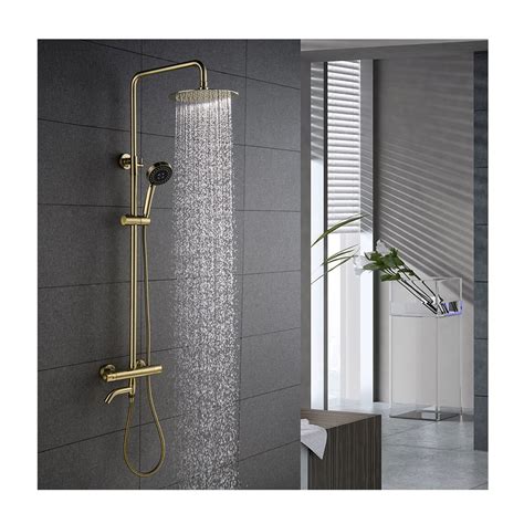 Buy Brushed Gold Shower System With Tatic High Flow Brass Shower