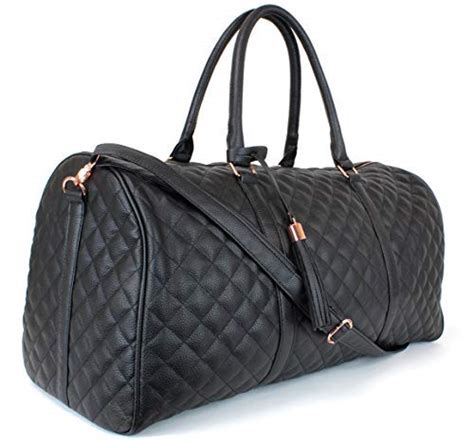 Womens Quilted Leather Weekender Travel Duffel Bag Offer