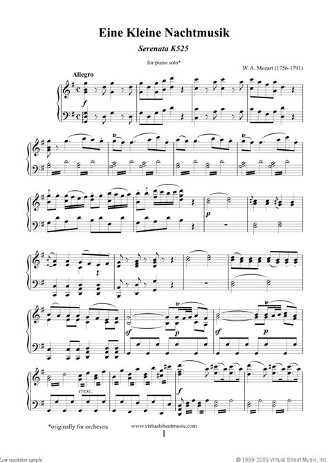Free Mozart Eine Kleine Nachtmusik Sheet Music For Piano Solo