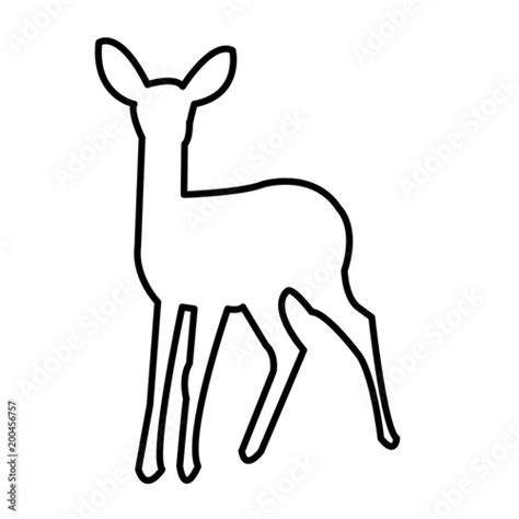 Baby Deer Outline On White Background Stock Vector Adobe Stock