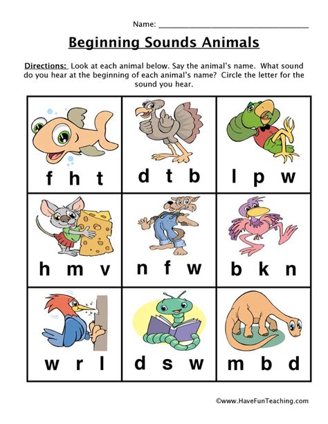 Animals And Their Sounds Worksheet
