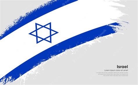 Bandeira Do País De Israel Na Pincelada Grunge Estilo Curva Com Fundo