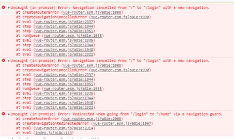 解决 Uncaught in promise Error Navigation cancelled from to login with a new navigation 报错处理