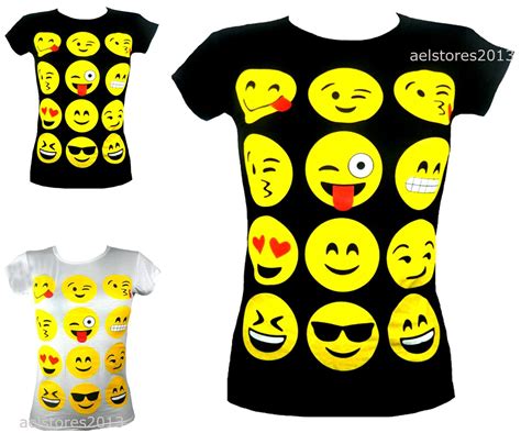 T Shirts Emoji Tops Emoticons Happy Faces Short Sleeve Kids Girls Age