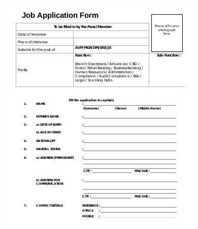 Day by day the number of candidates who are taking bank exams are going on increasing. Job Application Form Template - 8+ Free PDF Documents Download | Free & Premium Templates