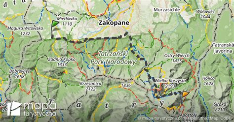 Trasa Przez Schronisko Pttk W Dolinie Pi Ciu Staw W Polskich Mapa