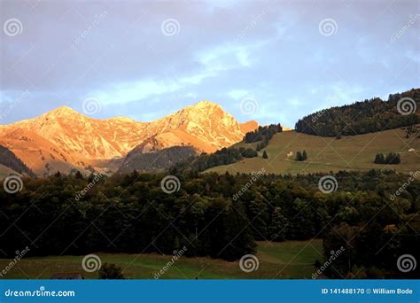 Alps Mountains Glowing At Sunset Stock Photo Image Of Glowing