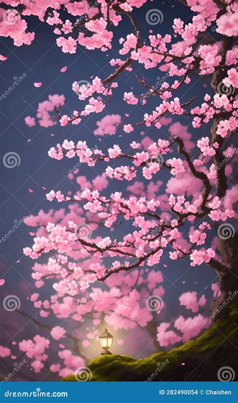 Cherry Blossom Digital Painting Thick Strokes Dripping Fantasy