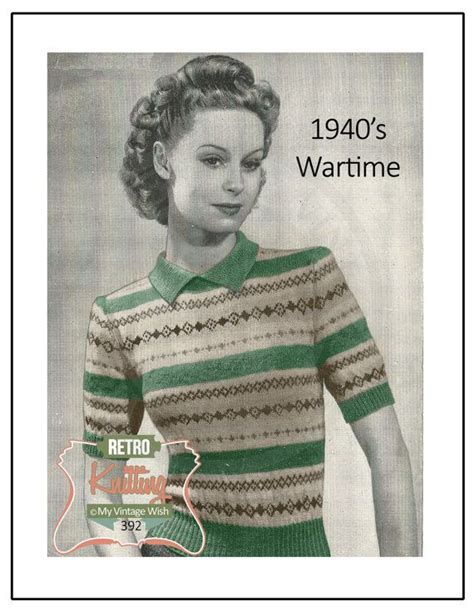1940s Wartime Fair Isle Sweater Knitting Pattern Instant Download
