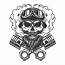 Bearded And Mustached Biker Skull  Free Vector