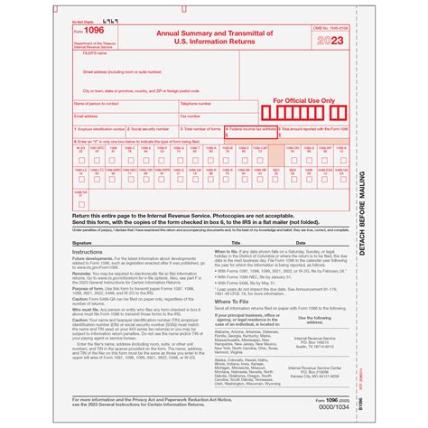 B109605 - Form 1096 Transmittal Summary - Greatland.com