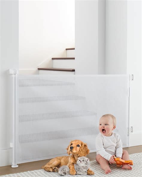 Cumbor Retractable Baby Gates Mesh Pet Gate 33 Tall Extends To 55