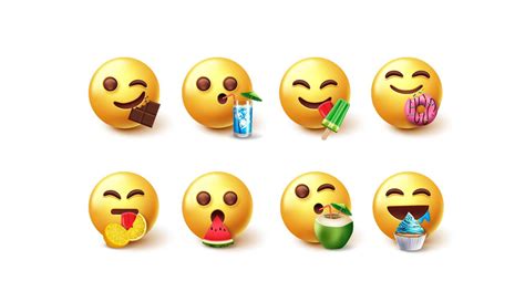 Emoji Comendo Conjunto De Vetores De Personagens Emojis 3d Comendo E