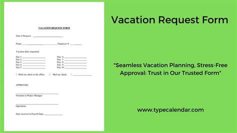 Free Printable Vacation Request Form Templates Pdf Word Excel