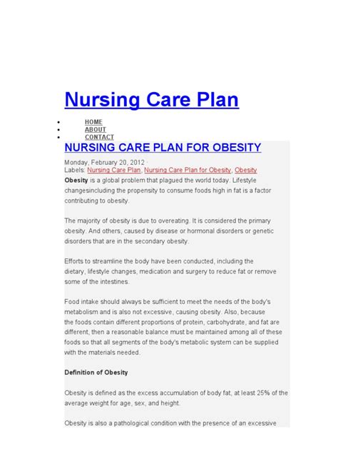 Introductionpercutaneous coronary intervention pci is a revascularisation strategy for coronary improving care in percutaneous coronary interventions: Nursing Care Plan | Nursing | Obesity