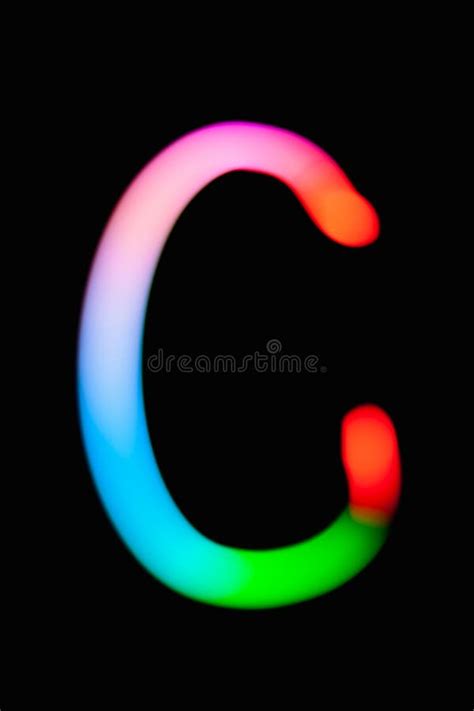 Letter C Glowing Letters On Dark Background Abstract Light Painting