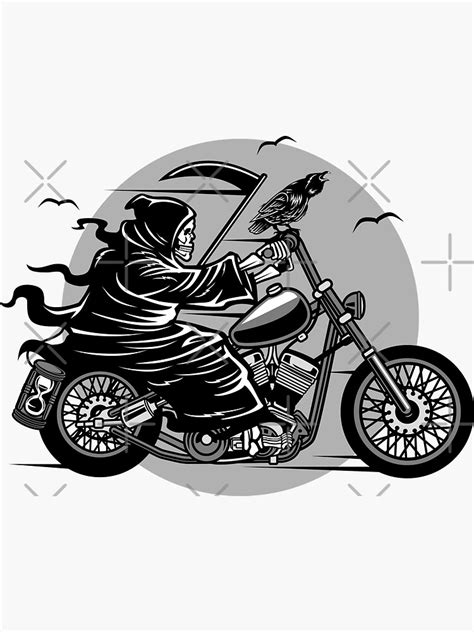 Grim Reaper On Motorcycle Sticker By Skullz23 Redbubble
