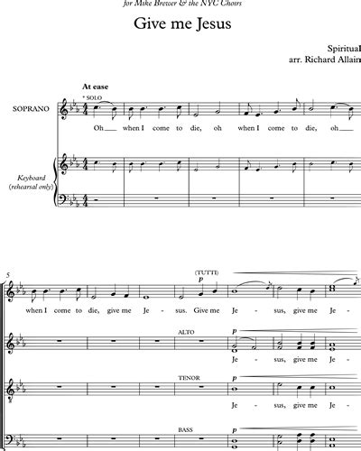 Give Me Jesus Mixed Chorus Sheet Music By Richard Allain Nkoda Free