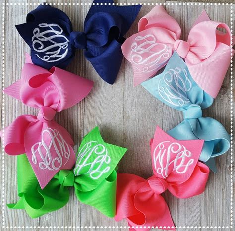Monogrammed Hair Bow Hair Bow With Initial Embroidered Bow Etsy