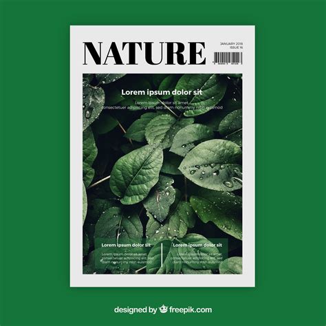 Free Vector Nature Magazine Cover Template With Photo Magazine