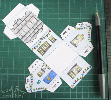 Printable Colour In Advent Calendar Village Make Your Own Mini House