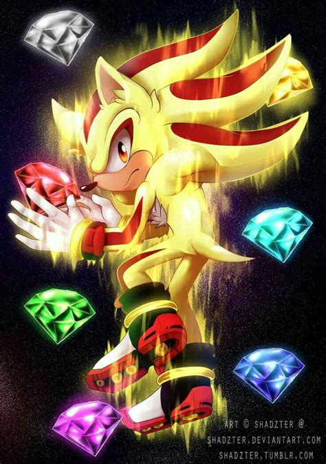 Super Shadow And The Chaos Emeralds Desenhos Do Sonic Desenhos De