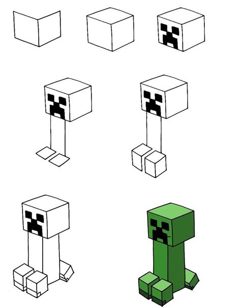 7 Simple Steps To Create A Nice Creeper Drawing How To Draw A Creeper