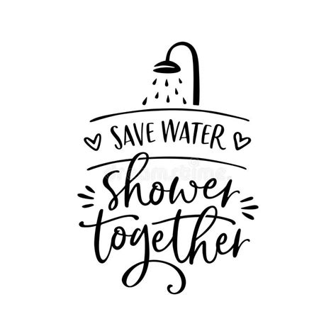 Save Water Shower Together Poster Vector Illustration Stock Vector Illustration Of Text