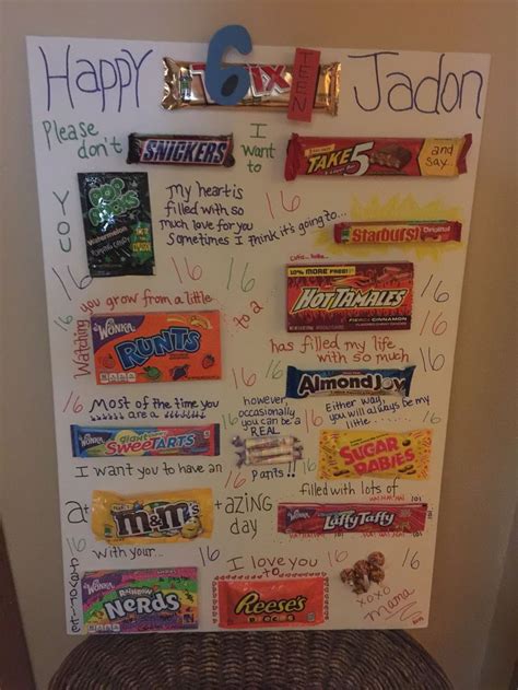 Purchase a gift card of his favorite brand ( or a generic brand if you don't know what their. Here is a candy gram birthday card I made for my son's ...
