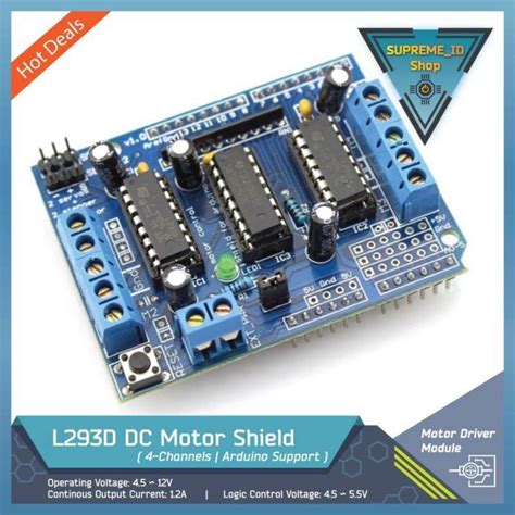 Jual L293d 4 Channel H Bridge Dc Motor Driver Arduino Shield Di Seller