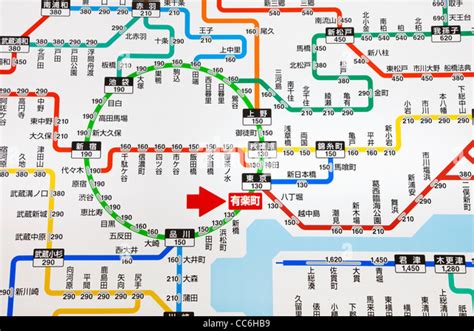 Japan Tokyo Tokyo Jr Japan Railways Train System Map Stock Photo
