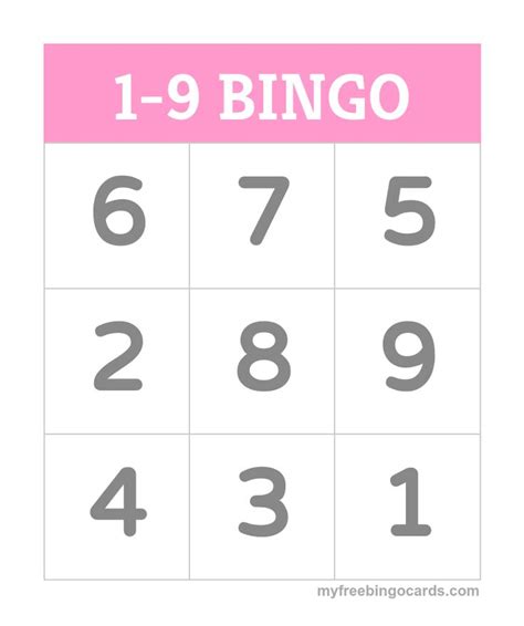 Kids 1 9 Number Bingo Bingo Card Generator