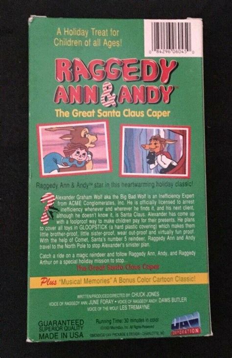 Vintage Raggedy Ann And Andy Arthur Great Santa Claus Caper Christmas Vhs Video 3765970078