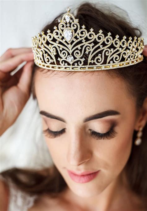 Wedding Tiara Gold Crown Gold Hair Accessory Crystal Gold Bridal Tiara