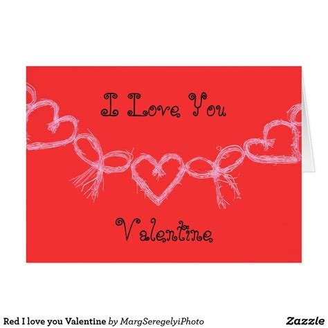 Red I Love You Valentine 5x7 Greeting Card With White Hearts