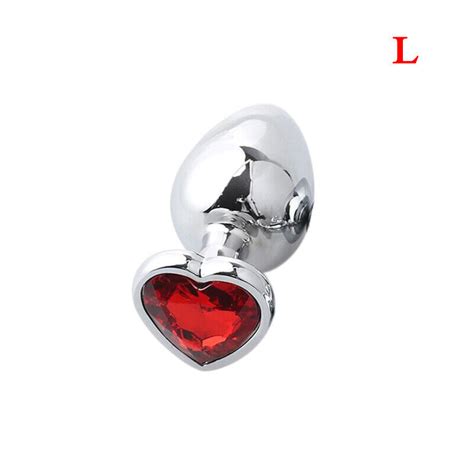 Red Butt Plug Anal Heart Jeweled Gem Anal Play Sex Toys For Women Men