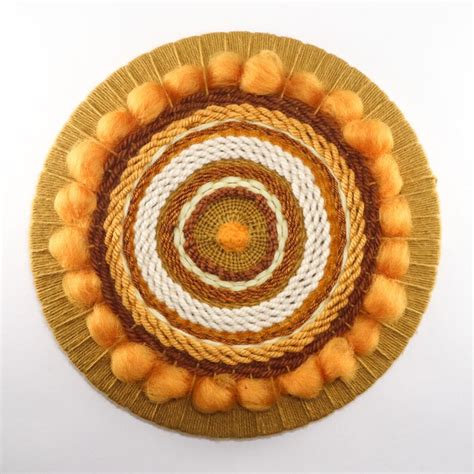 Circular Weaving Round Fiber Art Sunshine Yellow 12 Inches Etsy