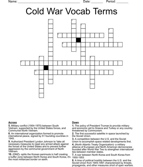 Honors The Cold War Word Search Wordmint