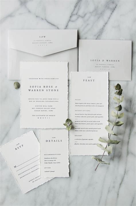 Letterpress Ivory And Grey Classic Wedding Invitation Suite