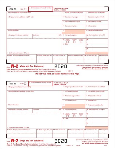 W2 Forms Copy A Employer Federal Discount Tax Forms