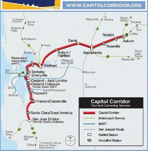 Capitol Corridor Map Amtrak Capitol Corridor Route Map Route Map