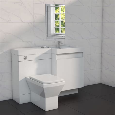 1200mm Toilet And Basin Combination Unit 2 Drawers White Right