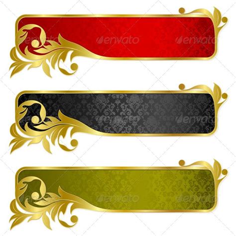 Set From Gold Banners Photoshop Design Ideas Background Design