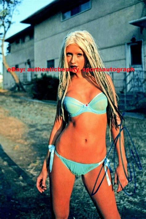 Christina Aguilera Sexy Bikini Swimsuit Bra Signed 12x18 Poster Photo Reprint Rp Ebay