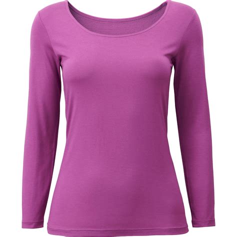 Uniqlo Women Heattech Scoop Neck Long Sleeve T Shirt In Purple Lyst