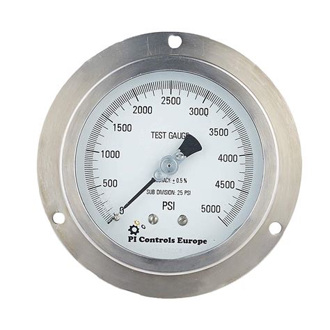 100 Mm Dial Range 0 To 5000 Psi Pi Controls Europe Stainless Steel