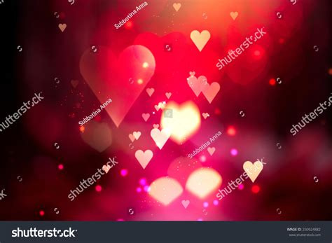 Glowing Red Hearts Love Background. St. Valentine'S Day Holiday Abstract Glowing Blurred Bokeh ...