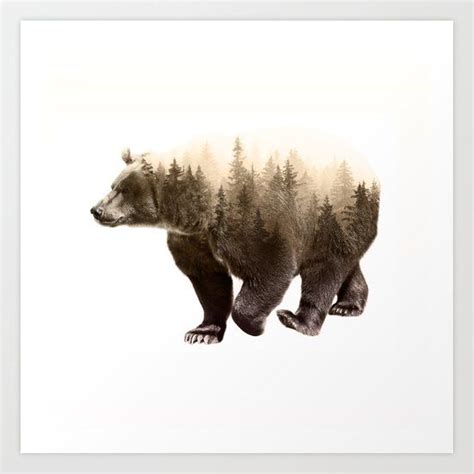 In Its Element Brown Bear Double Exposure Art Print Art Print By