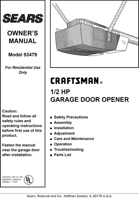Craftsman Garage Door Opener Manual L