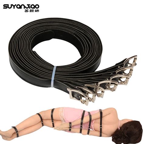 7 Pcs Set PU Leather BDSM Fetish Bondage Restraints Set Adjustable Full